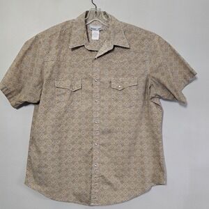 Wrangler Vintage Shirt Men's Size XL Orange Paisley Pearl Snap Cowboy Rodeo